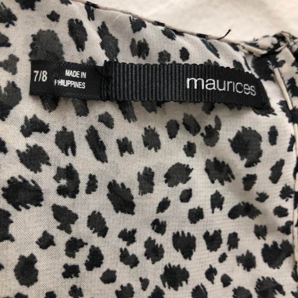 Maurices W Size 7/8 Black/Cream Scoop Neck Knee Length Dress with Ruffle Detail - Picture 16 of 16